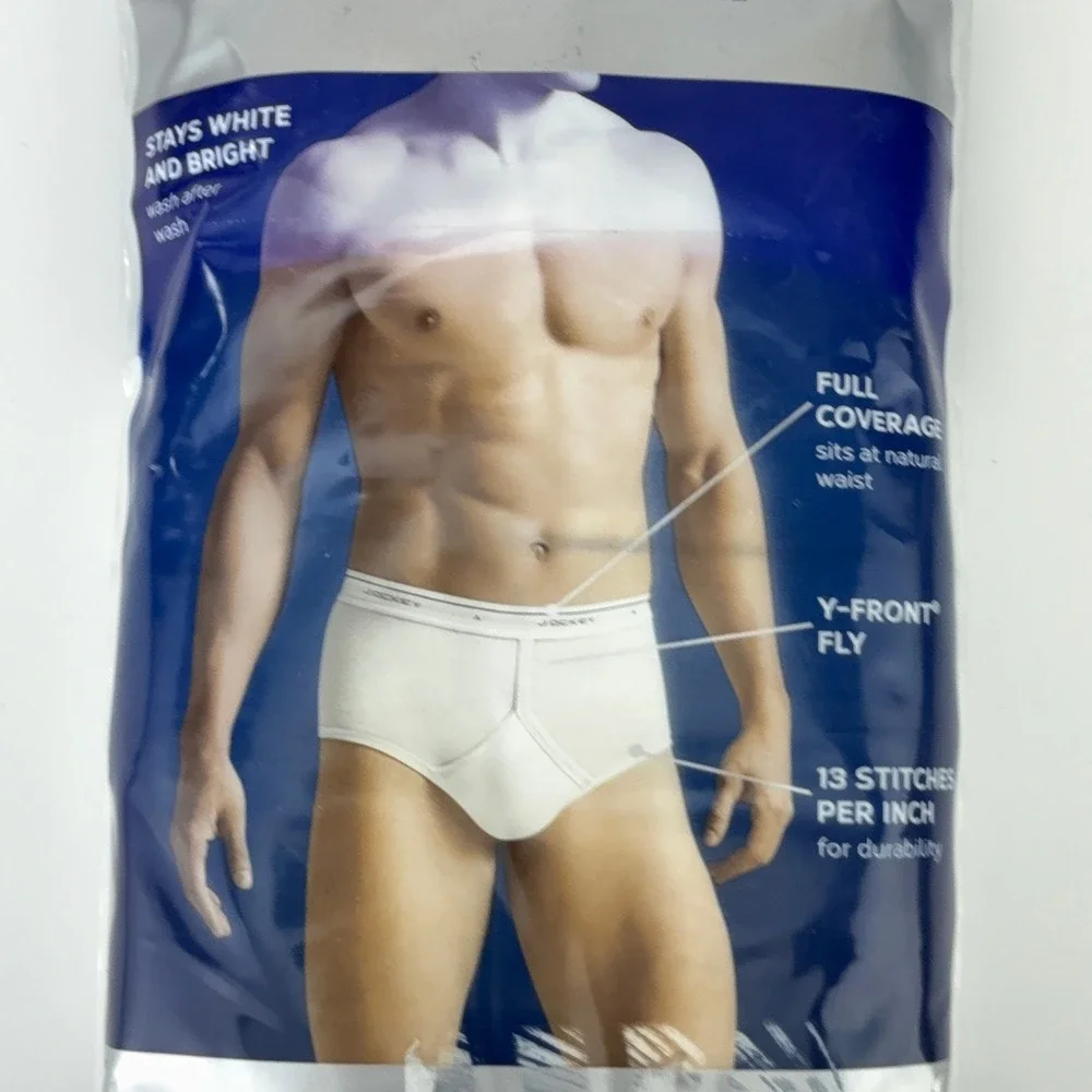 Jockey Classics Tall Man Full Rise Briefs White 2 Pack Size 42 100% Cotton 9970